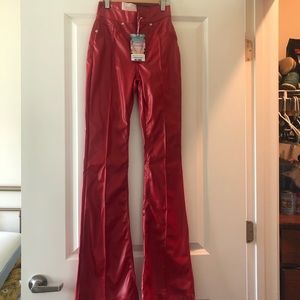 REVICE Red pleather Venus Flares. BRAND NEW with tag still on them.